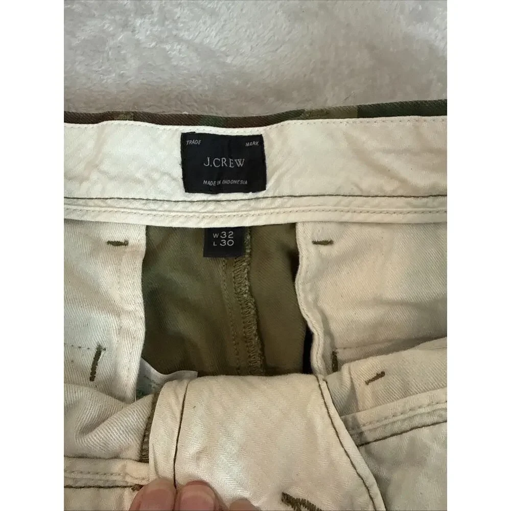 J.Crew Chino Pants Mens 32 X 30 Camo 100% Cotton Relaxed Fit Green Woodland